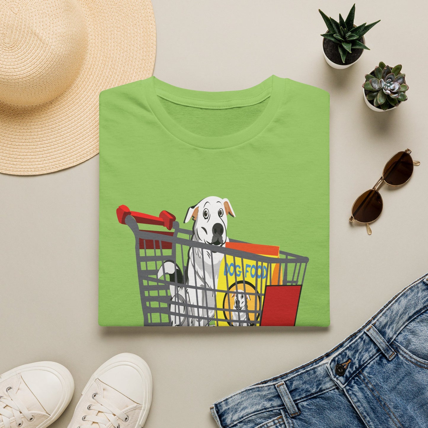 T-Shirt — Cute Puppy in Shopping Cart Graphic Tee