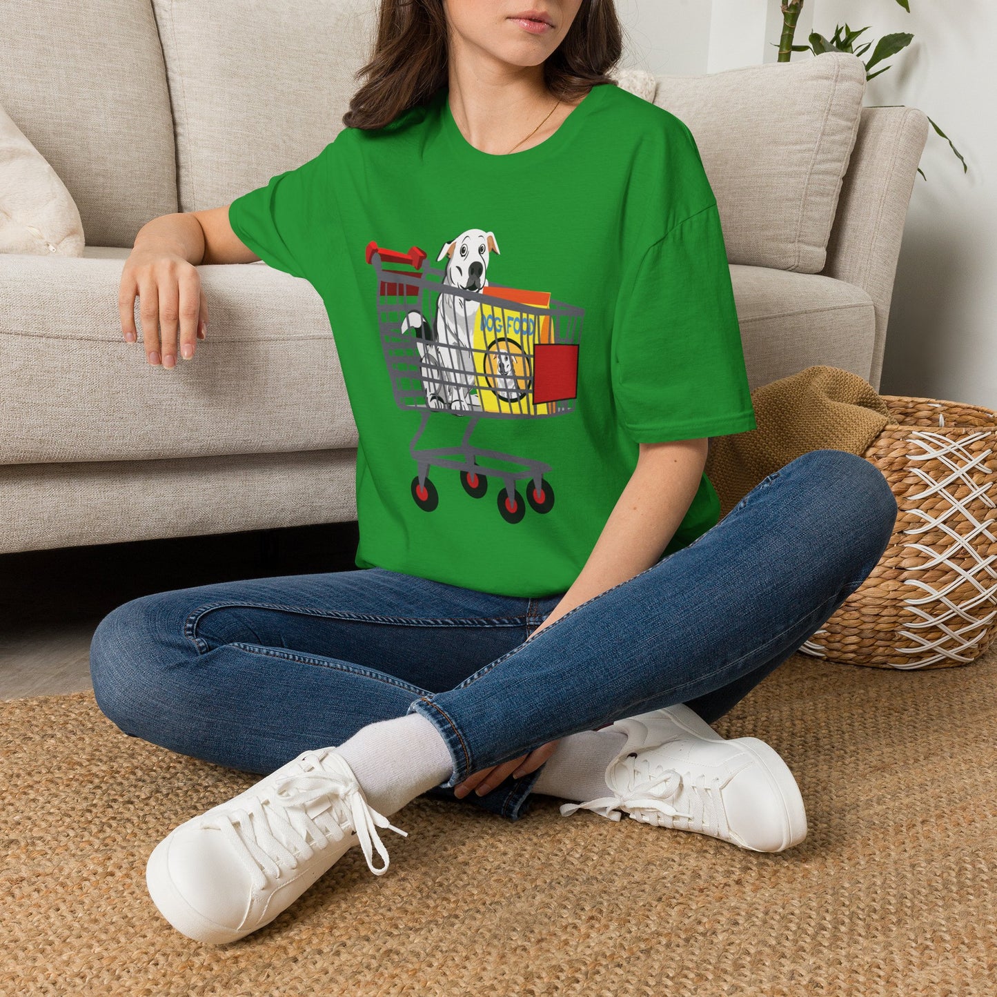 T-Shirt — Cute Puppy in Shopping Cart Graphic Tee