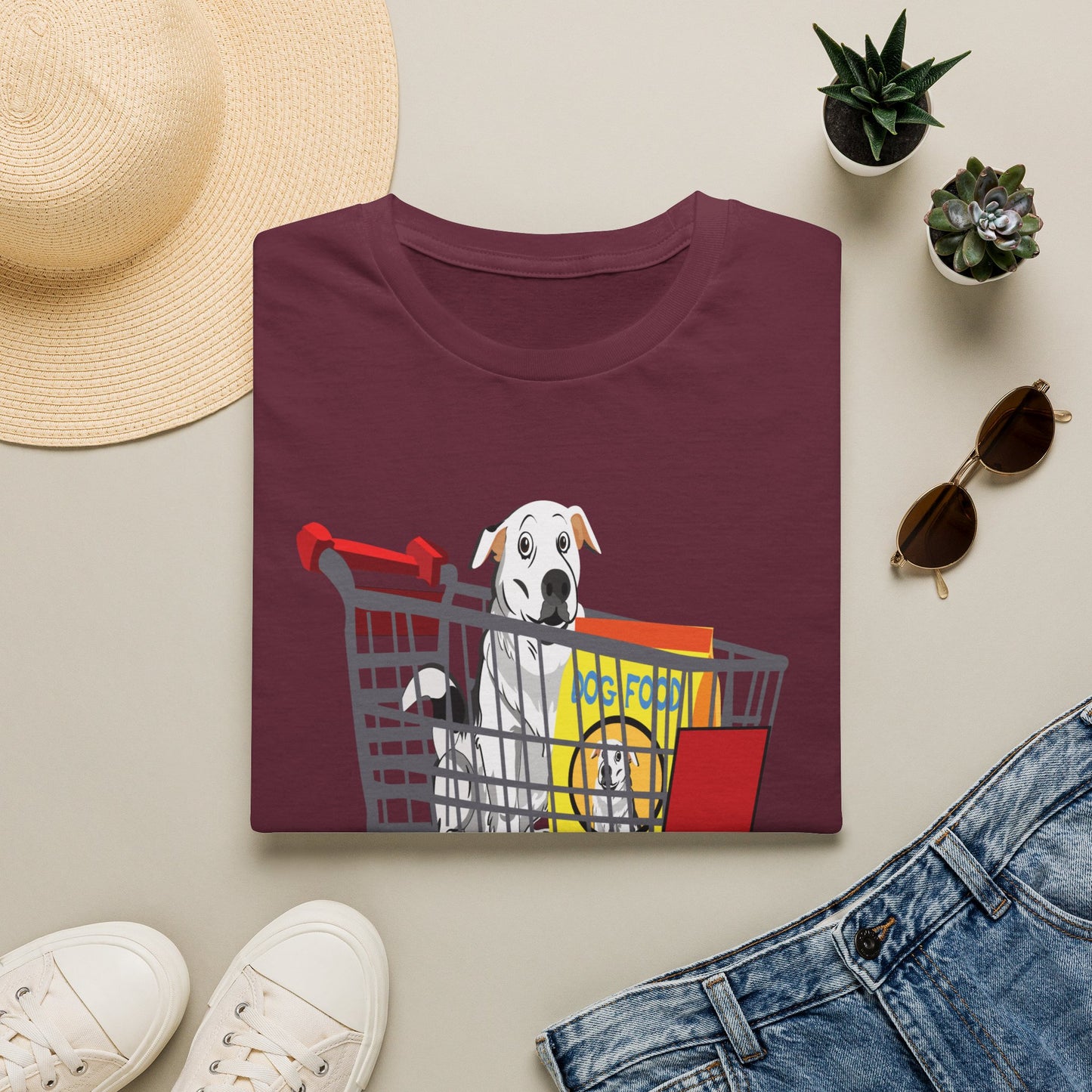 T-Shirt — Cute Puppy in Shopping Cart Graphic Tee