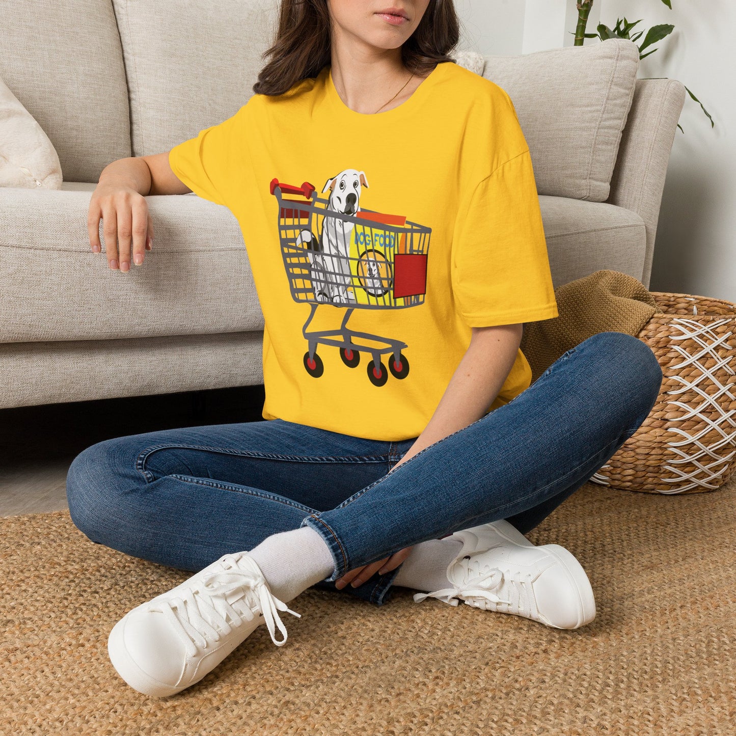 T-Shirt — Cute Puppy in Shopping Cart Graphic Tee