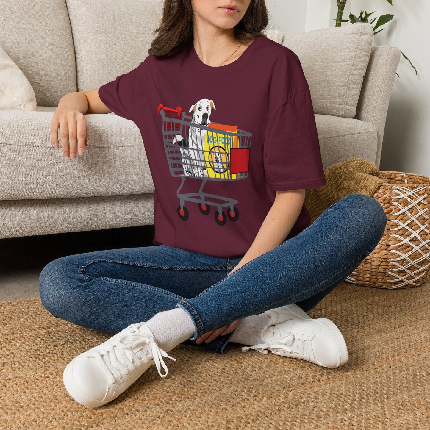 T-Shirt — Cute Puppy in Shopping Cart Graphic Tee