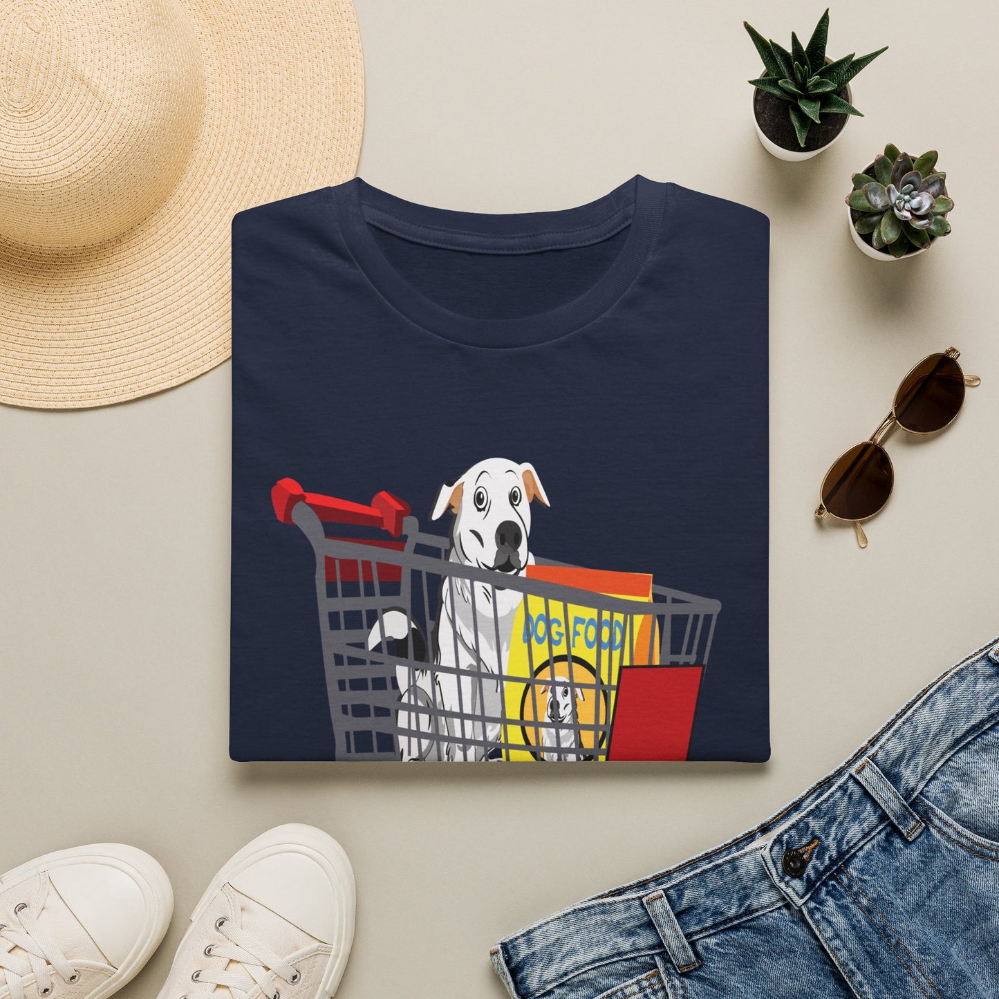 T-Shirt — Cute Puppy in Shopping Cart Graphic Tee