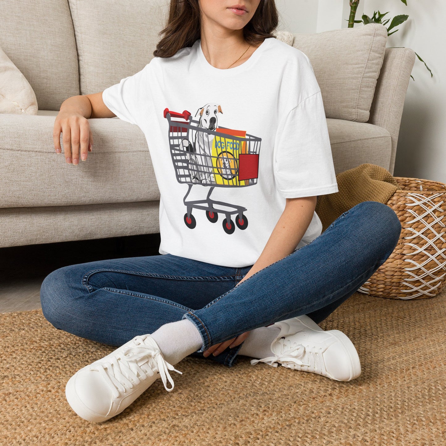 T-Shirt — Cute Puppy in Shopping Cart Graphic Tee