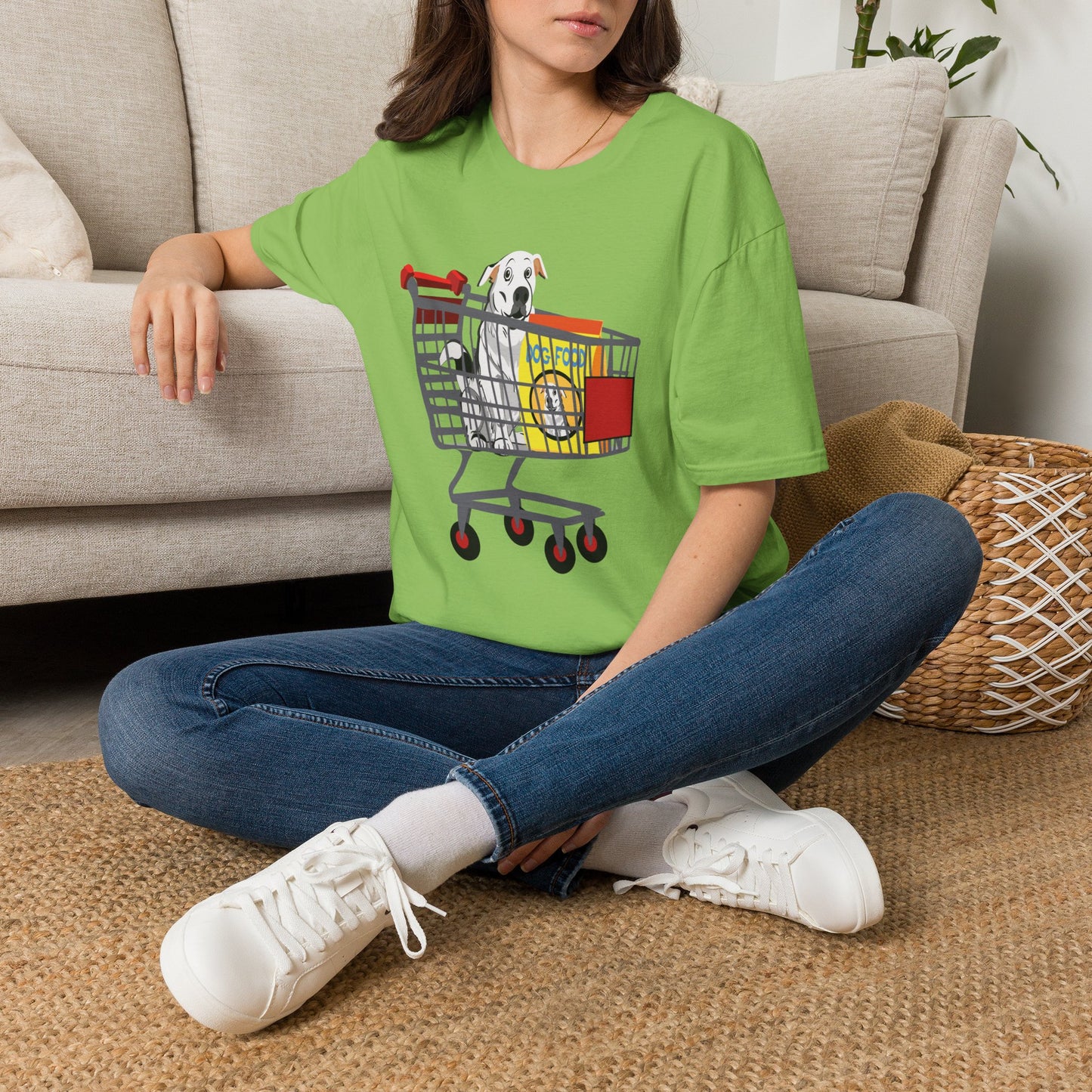 T-Shirt — Cute Puppy in Shopping Cart Graphic Tee