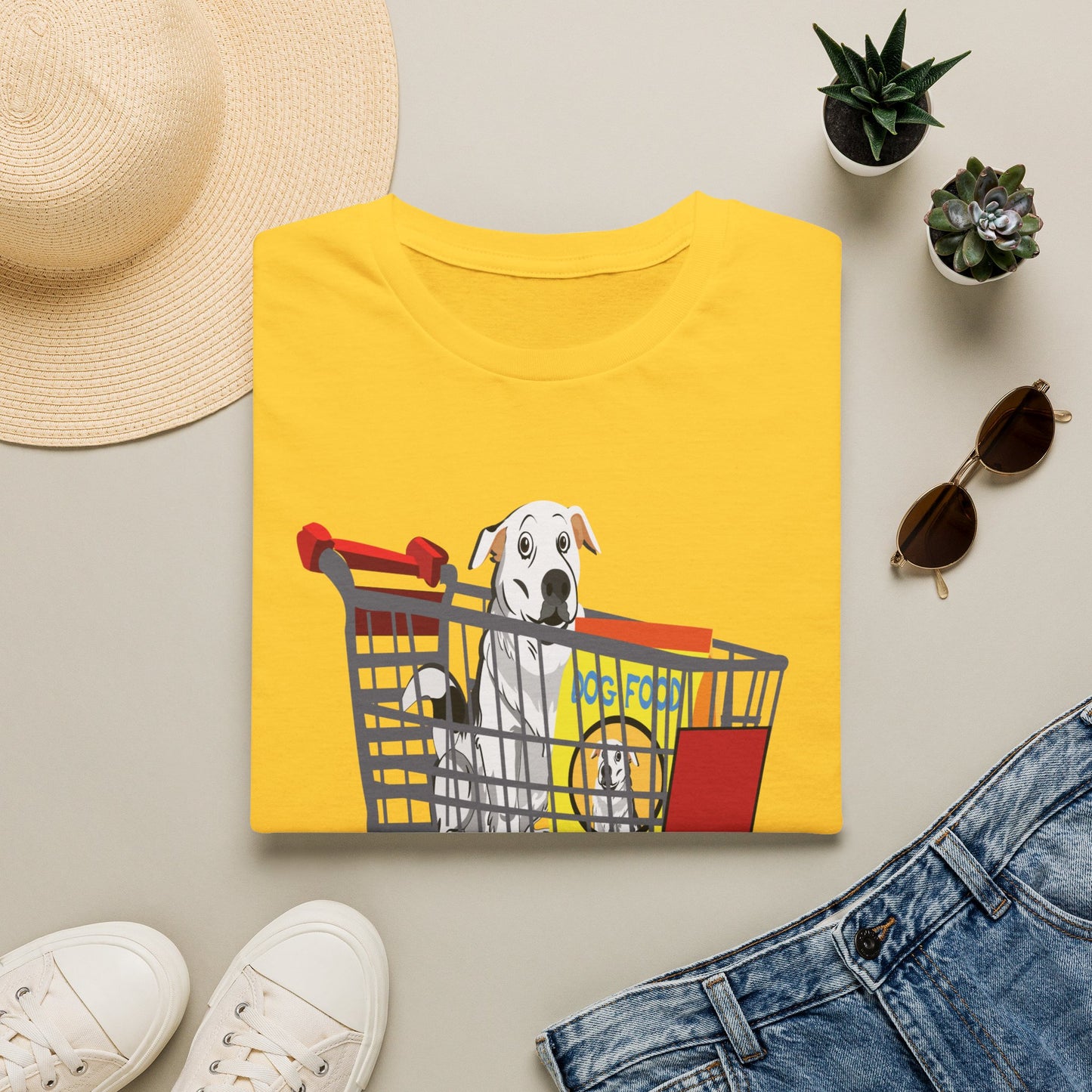 T-Shirt — Cute Puppy in Shopping Cart Graphic Tee