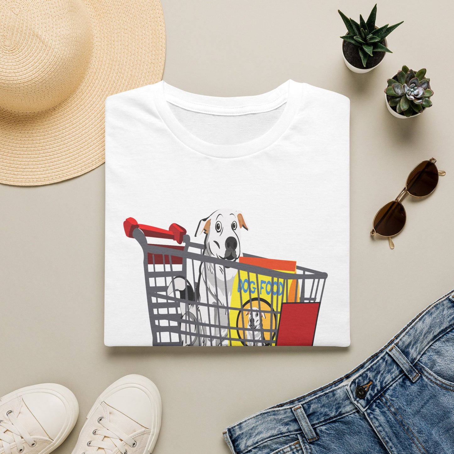 T-Shirt — Cute Puppy in Shopping Cart Graphic Tee
