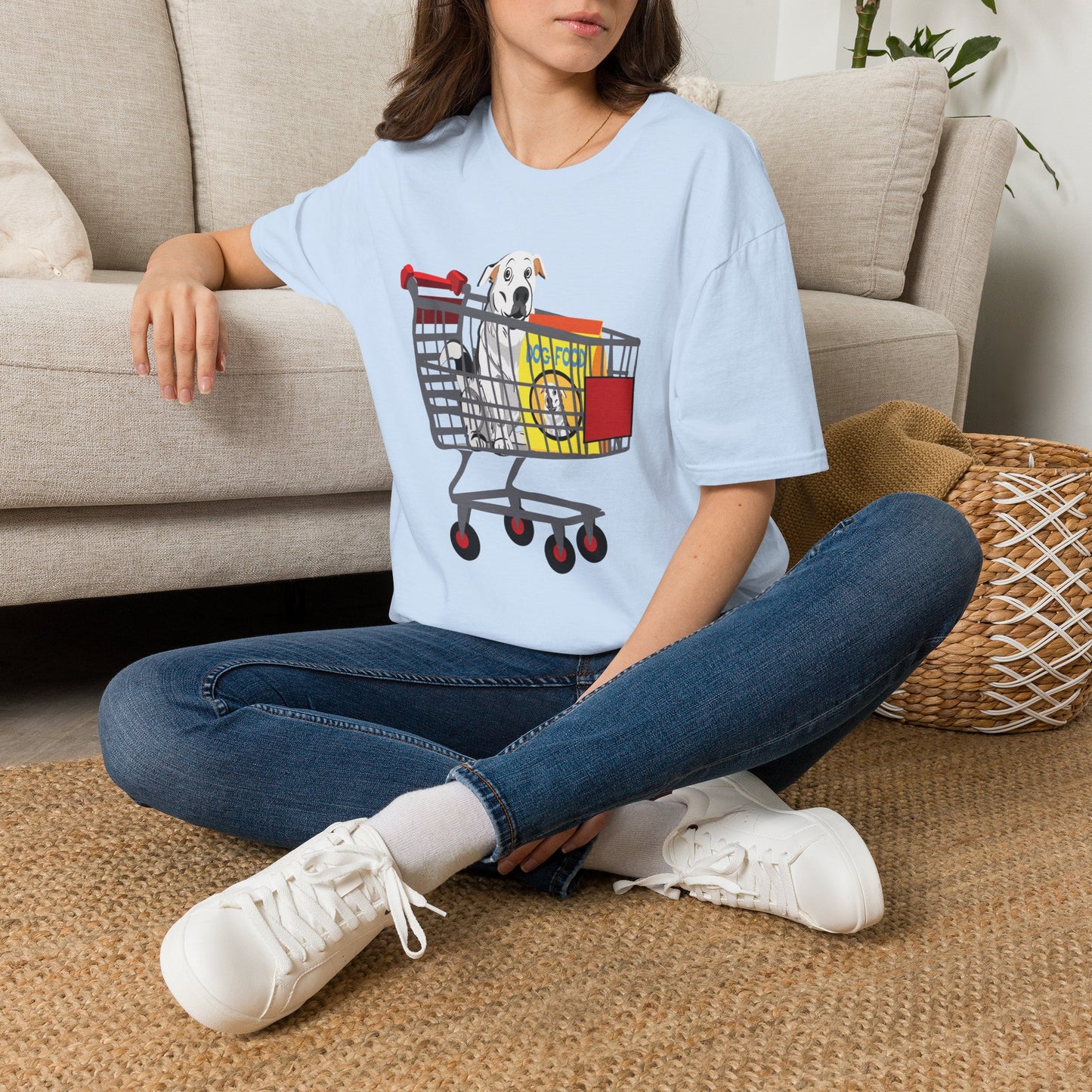 T-Shirt — Cute Puppy in Shopping Cart Graphic Tee