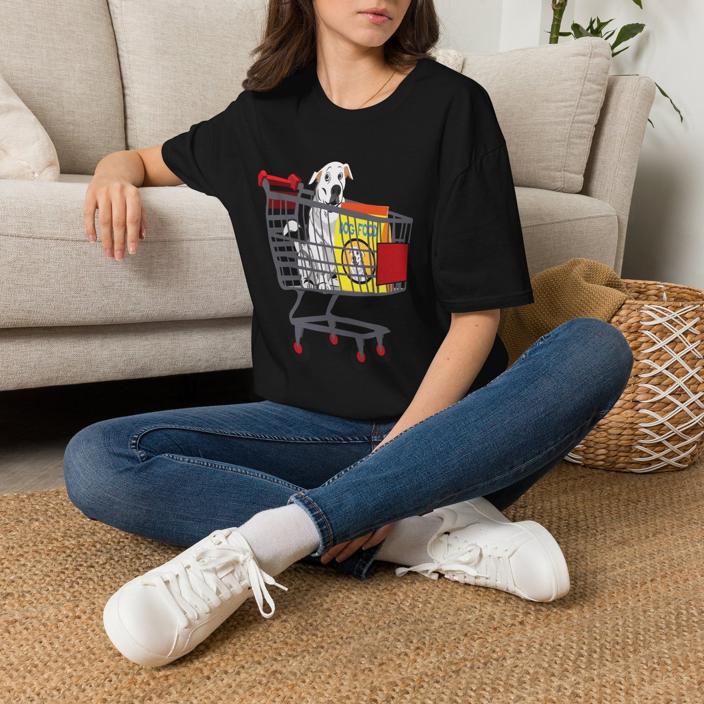 T-Shirt — Cute Puppy in Shopping Cart Graphic Tee
