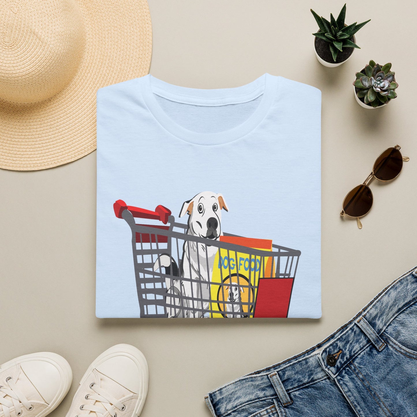 T-Shirt — Cute Puppy in Shopping Cart Graphic Tee