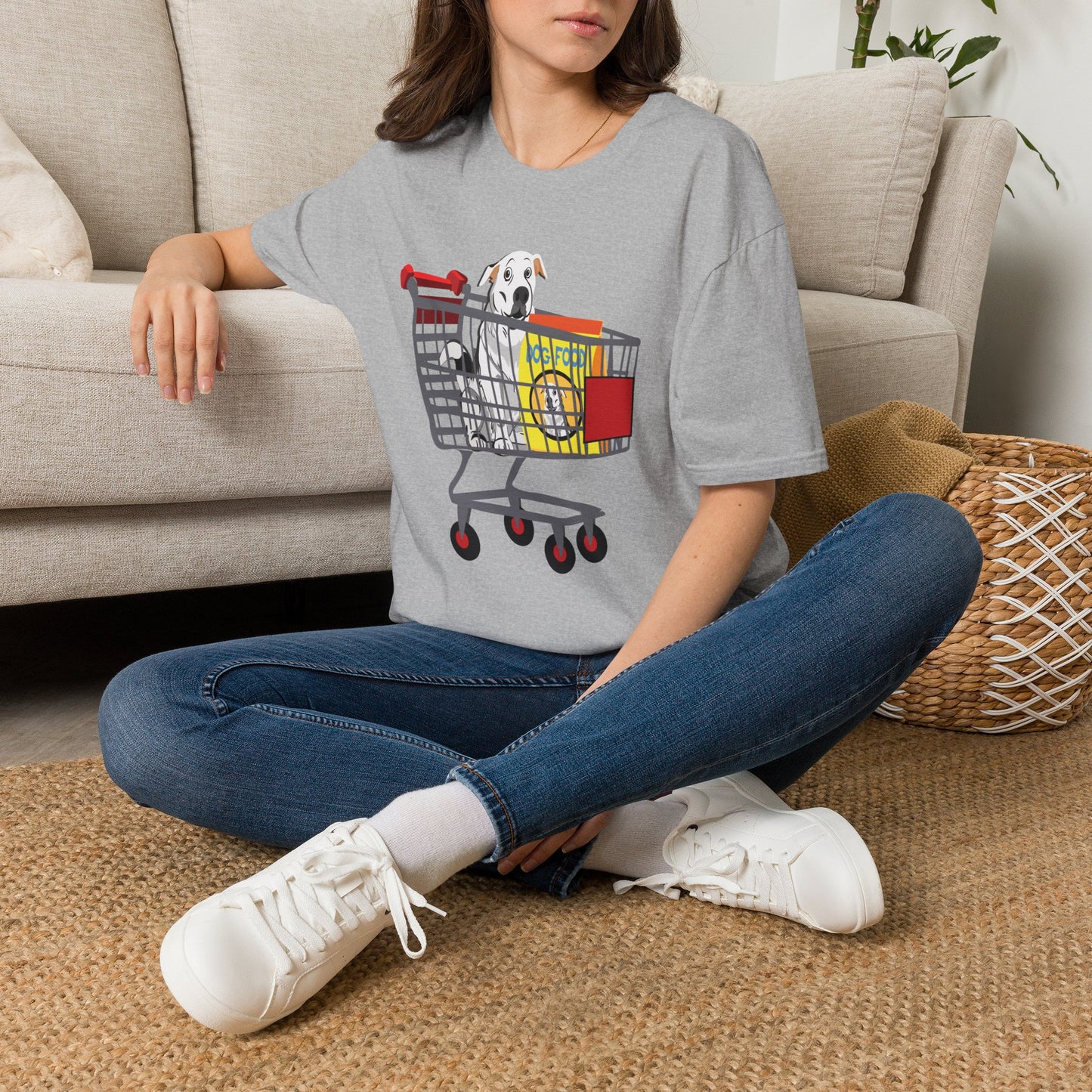 T-Shirt — Cute Puppy in Shopping Cart Graphic Tee
