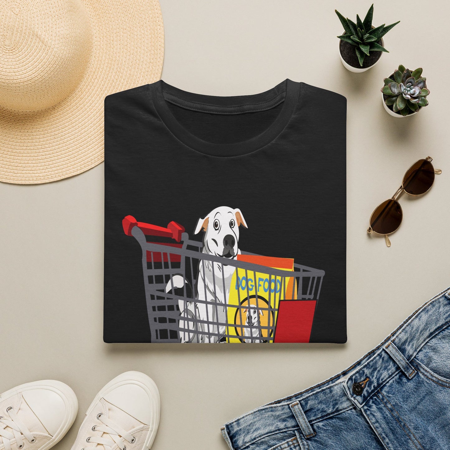 T-Shirt — Cute Puppy in Shopping Cart Graphic Tee