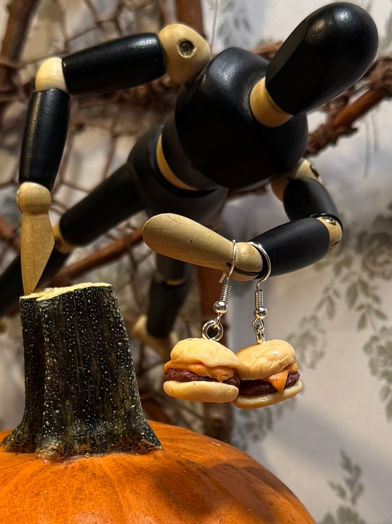 Cheeseburger Earrings – Handcrafted Polymer Clay