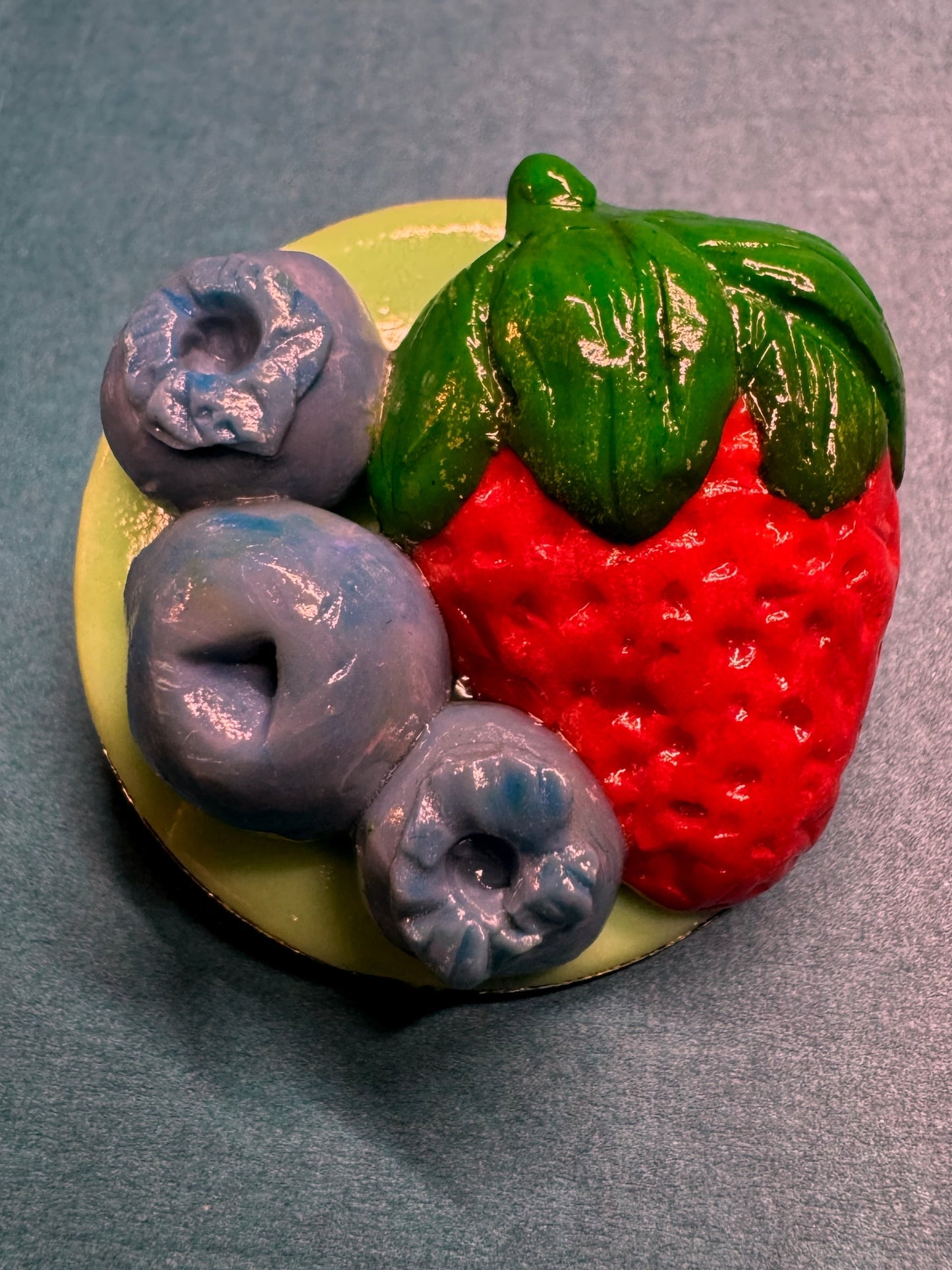 Strawberry Platter Brooch — Handcrafted Polymer Clay