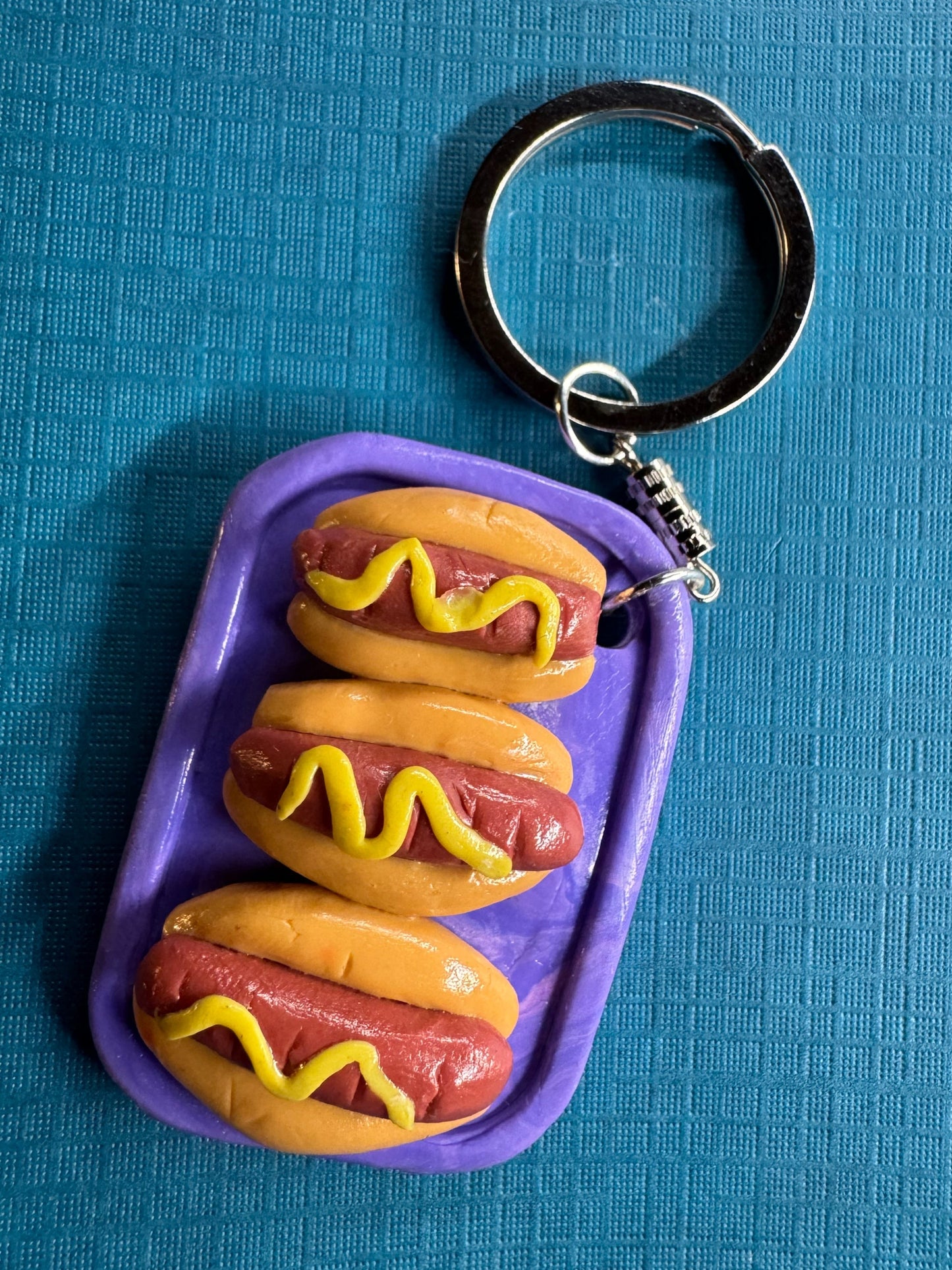 Hot Dog Keychain — Handcrafted Polymer Clay