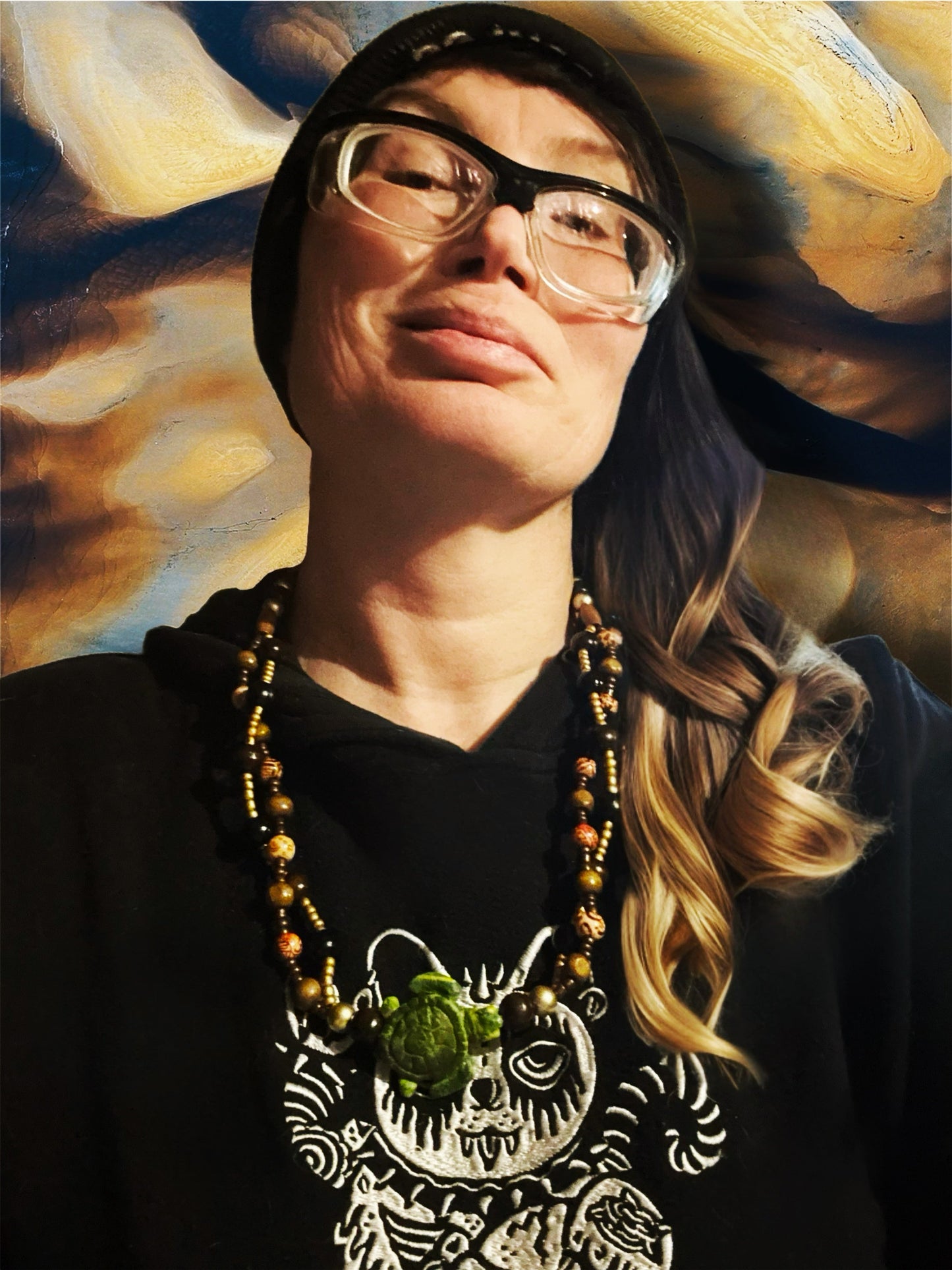 Turtle Pendant Necklace — Handcrafted Polymer Clay & Mixed Beads